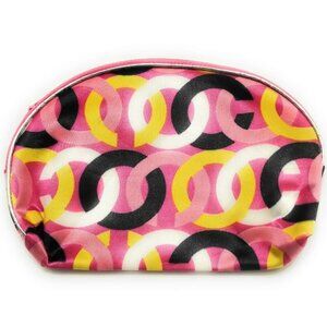 Pink 5" x 8" Circle Pattern Print Large Zipper Cosmetic Bag